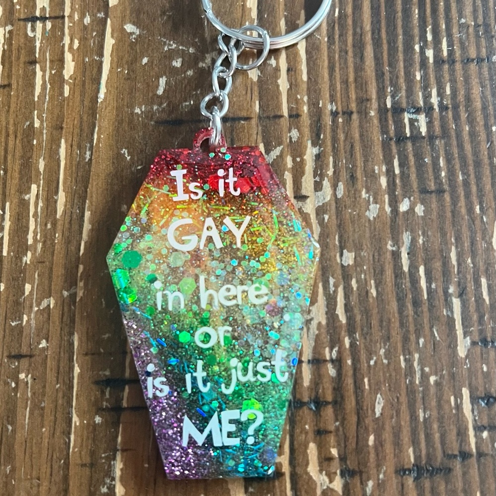 Rainbow Glitter Keychain